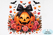 Jack O’Lantern with Black Bow PNG, a Seasonal Illustration by Daily.Designs (Thumbnail 1 of 5)