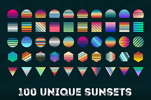 100 Vintage Retro Sunset Bundle SVG