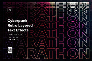 Cyberpunk Retro Layered Text Effects, a Brushes & More by veila.me