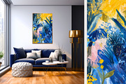 4 Blue Yellow Flower Wall Art Print, a Decorative Illustration by ARTOZEN DIGITAL (Thumbnail 4 of 6)