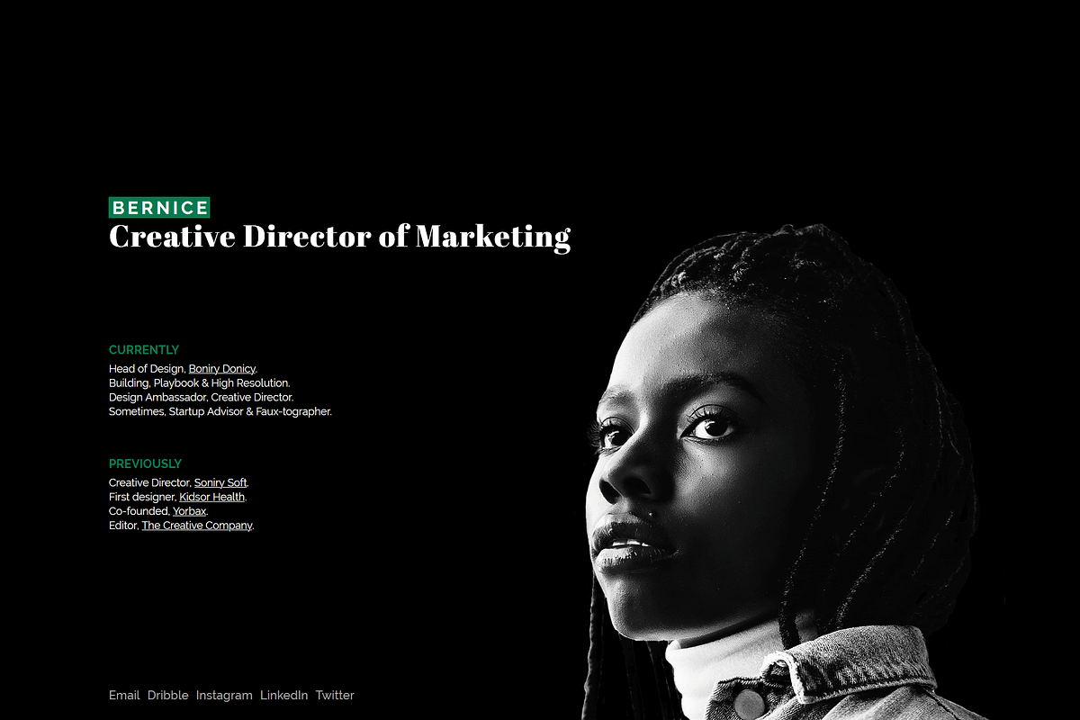 BERNICE - Minimal Portfolio Theme, a HTML Template by AntonyChernianu (Photo 1 of 2)