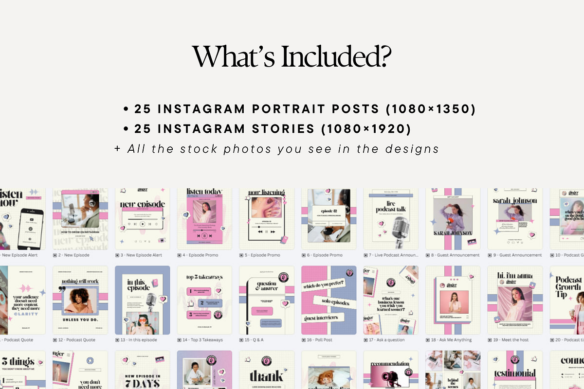 Podcast Instagram Templates, a Social Media Template by Anna Design Studio (Photo 2 of 11)