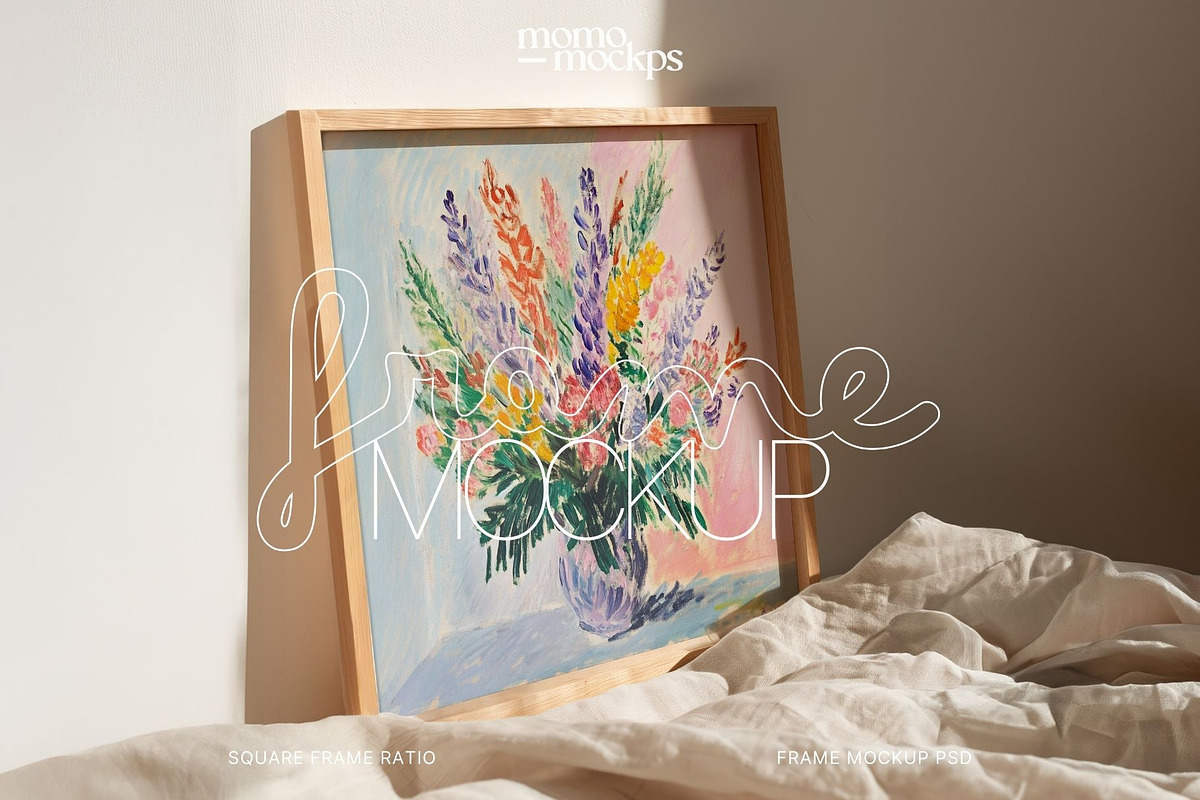 Square Frame Mockup PSD | Wood Frame, a Household Mockup by momomockps (Photo 1 of 11)