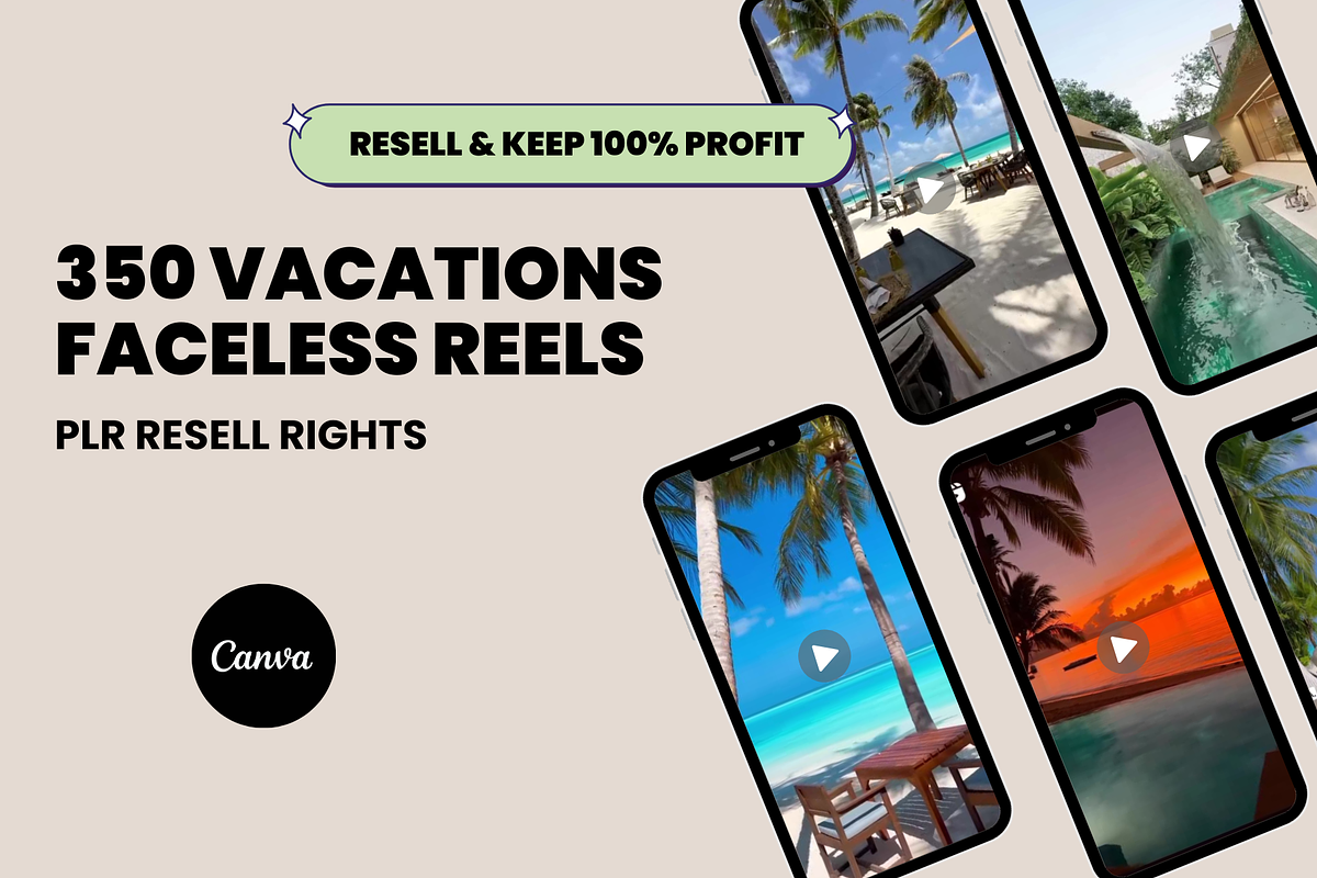 350 Beach Travel Canva Reels Videos, a Social Media Template by Design By Hira (Photo 1 of 9)