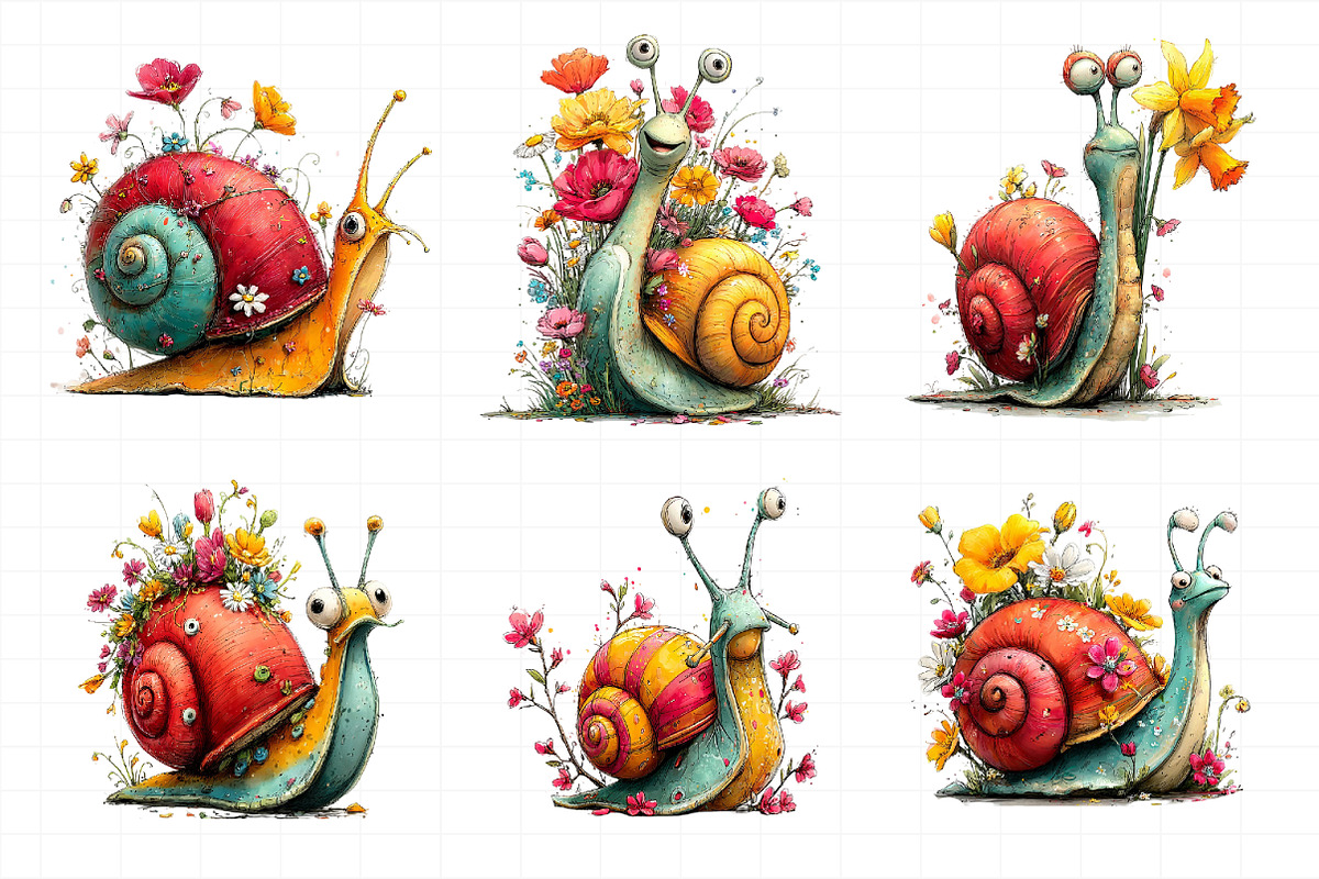 Whimsical Spring Snail Clipart, an Illustration by Daily.Designs (Photo 4 of 8)