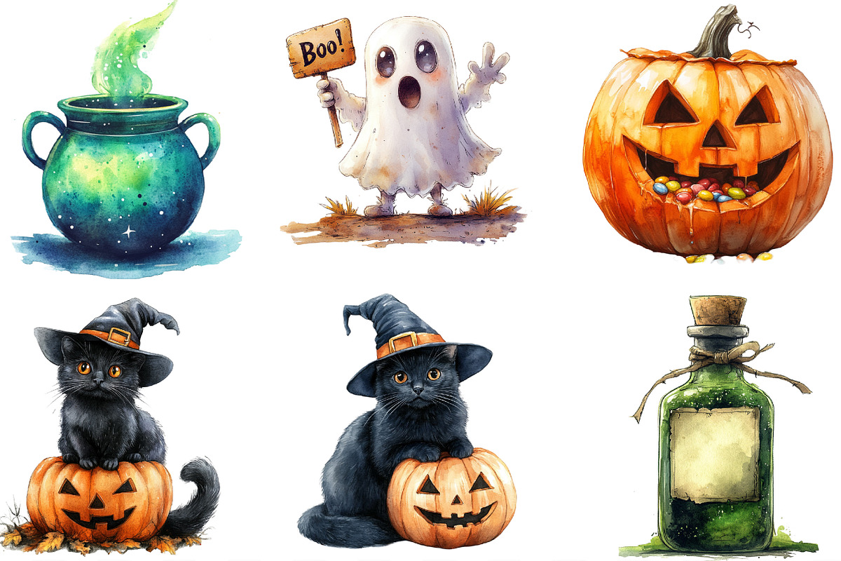 Halloween Clipart Bundle, an Illustration by Designking (Photo 2 of 4)