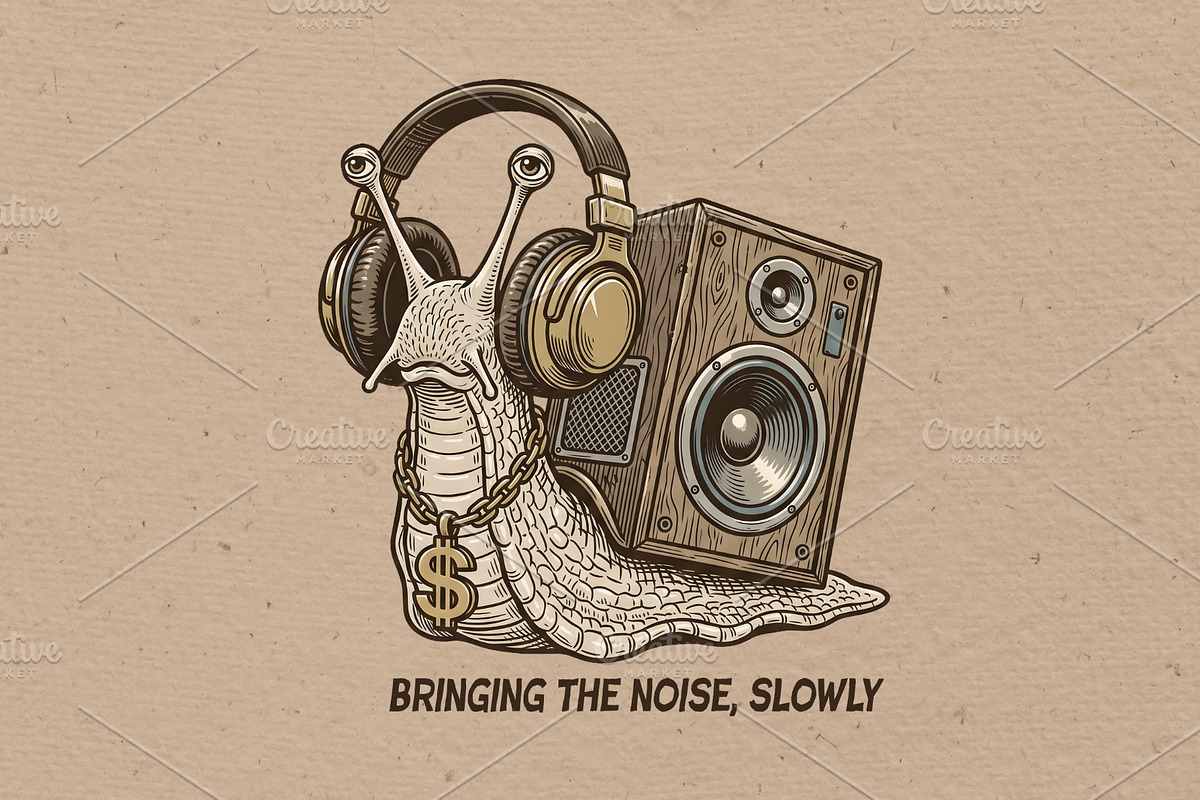 Snails and sound illustration, an Animal Illustration by Vectorlina (Photo 1 of 4)