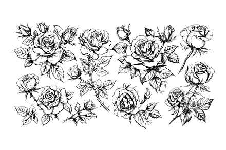 Roses branches buds spikes flowers, an Object Illustration by Onyx