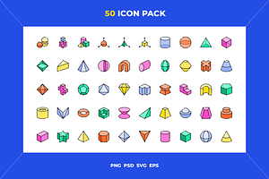 3d shapes icons, an Outline Icon by Wencory