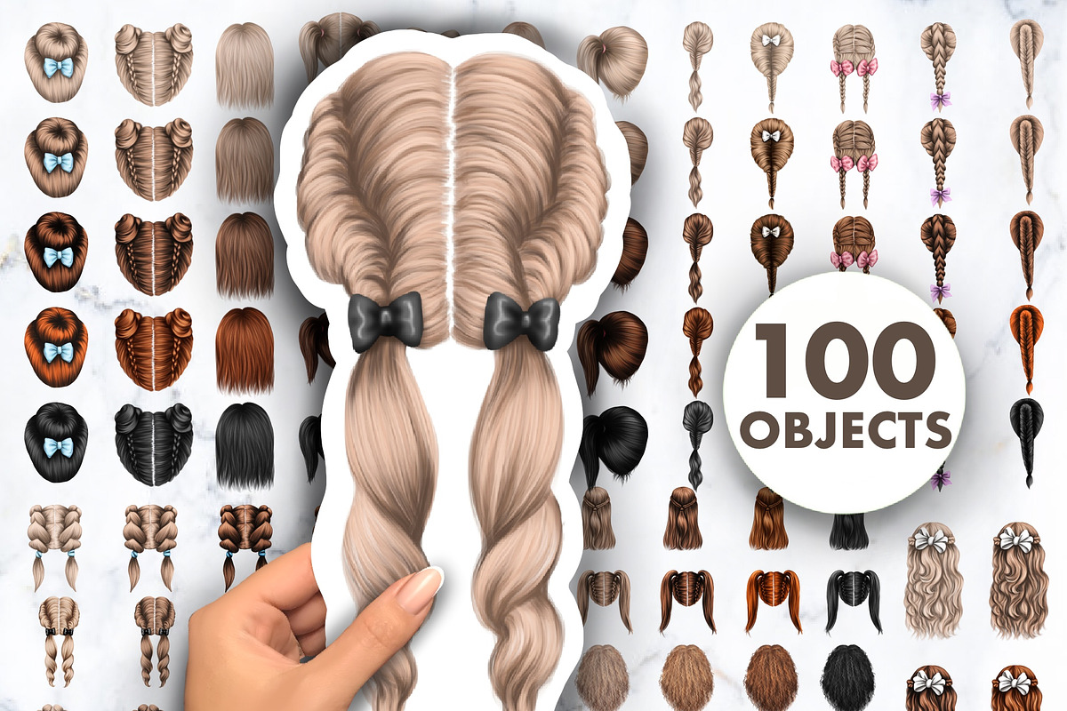 Hair clipart, Hair for little girls, an Illustration by Elenbushe (Photo 1 of 9)