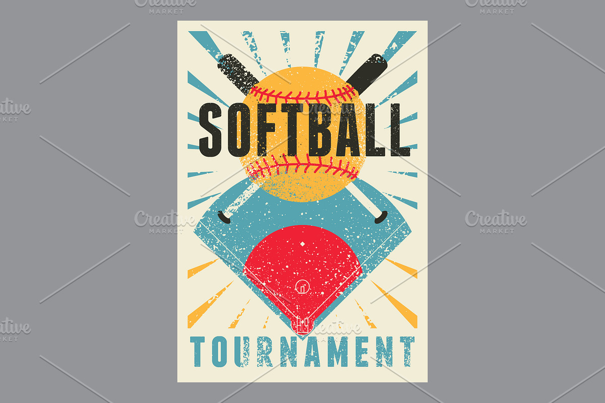 Softball vector poster set., a Sport Illustration by PoPaShop (Photo 2 of 8)