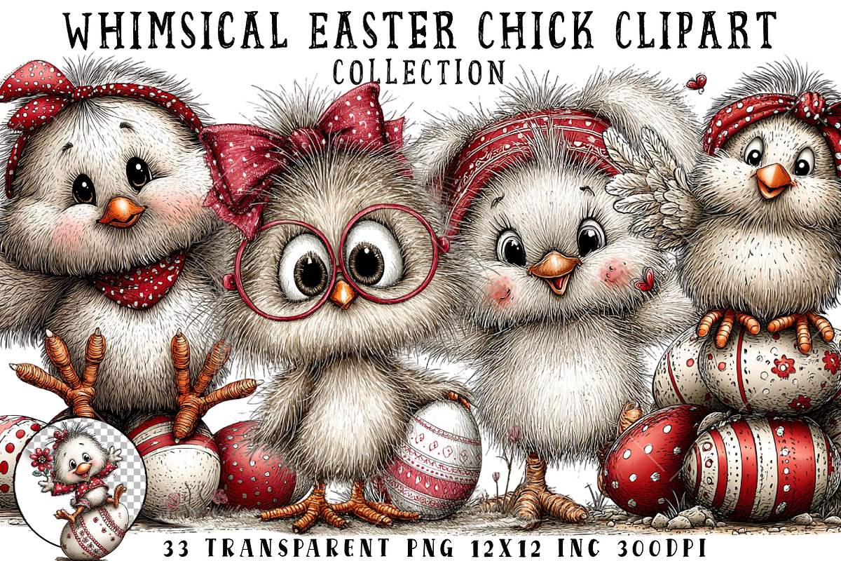 Whimsical Easter Chick Clipart, an Illustration by OK Design (Photo 1 of 6)
