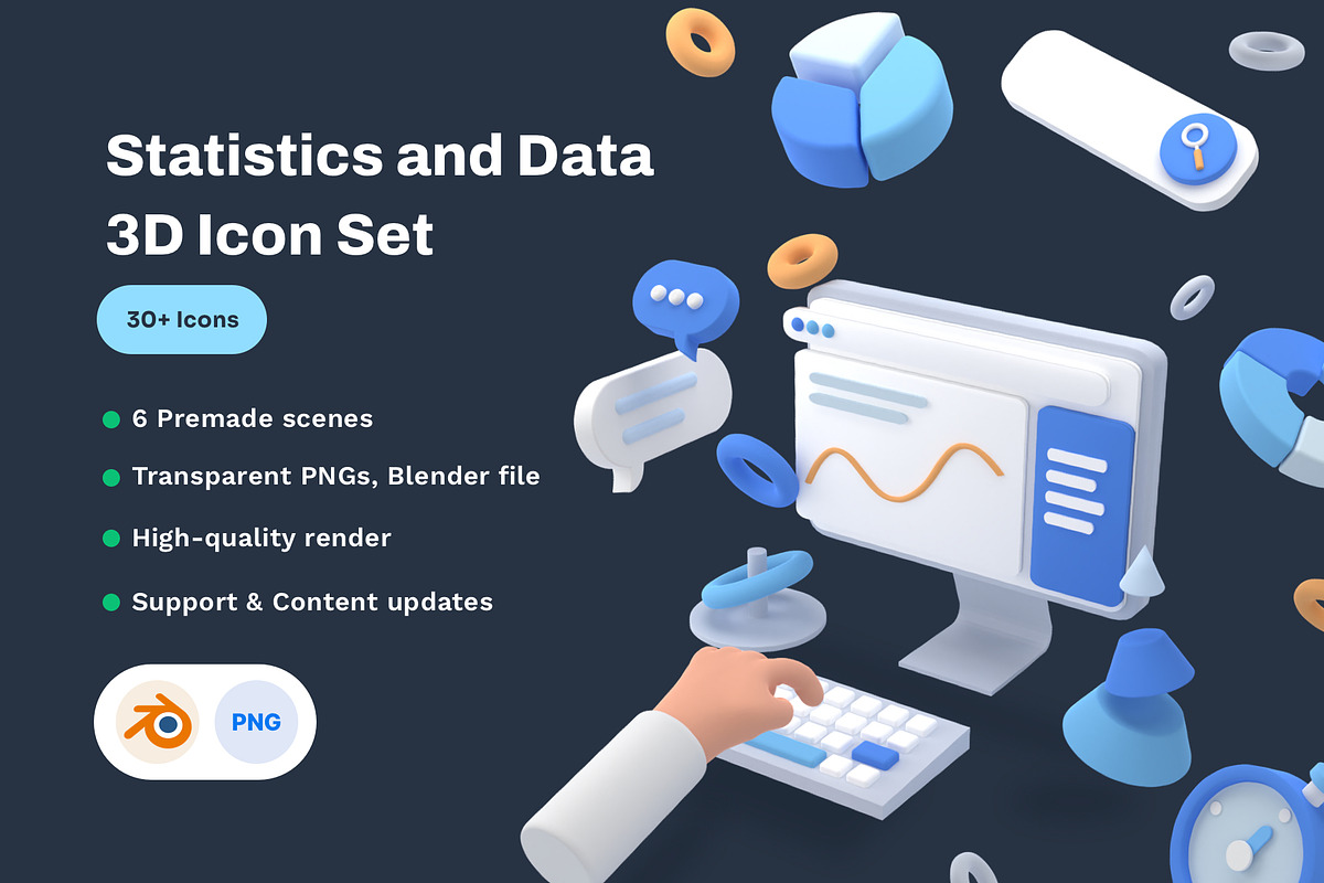 Statistics and Data 3D Icon Set, an Icon by Nate Studios (Photo 1 of 8)