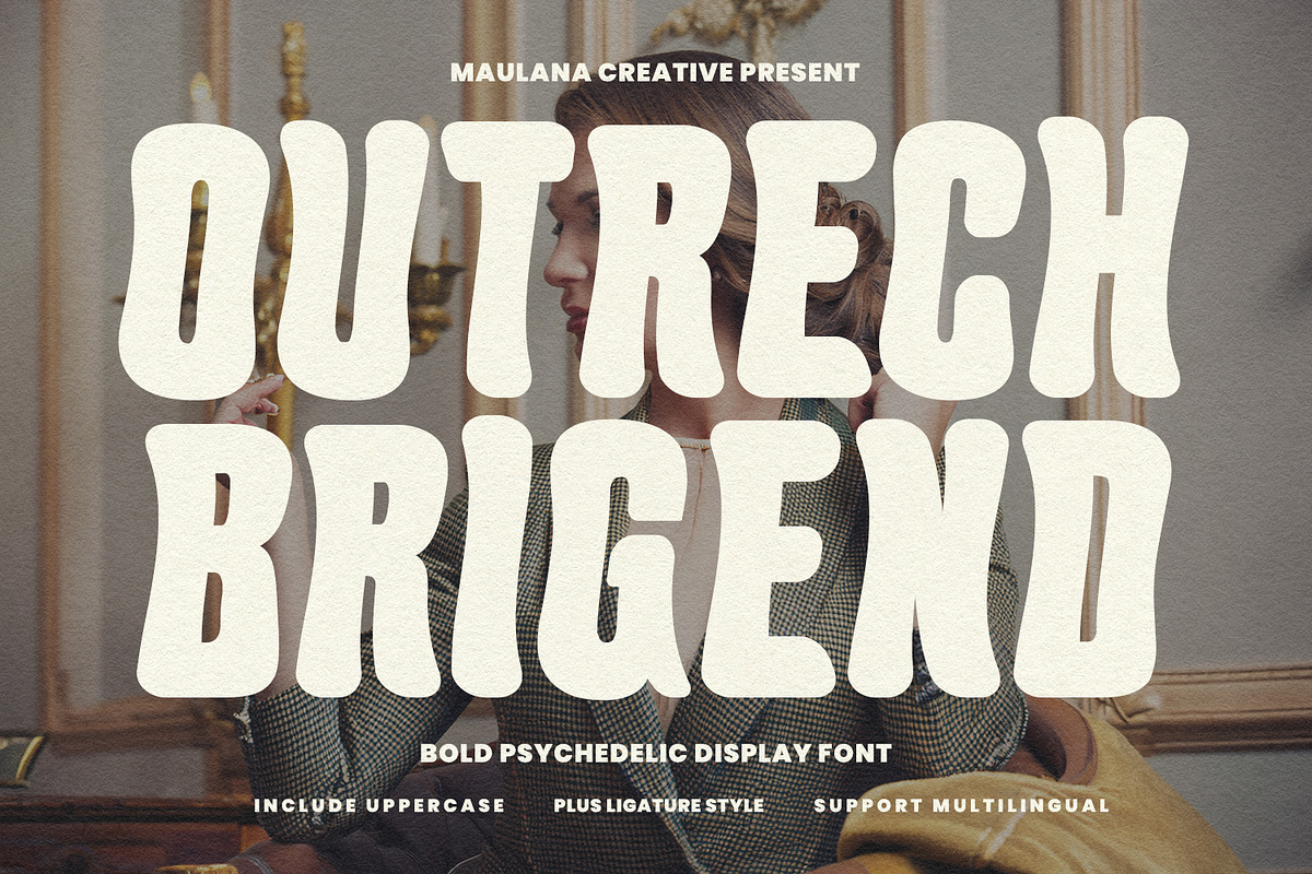Outrech Brigend Bold Psychedelic, a Sans Serif Font by Maulana Creative (Photo 1 of 6)