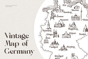 Old School Vintage Map Of Germany, an Education Illustration by TheMountBirdStudio