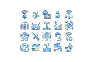 Telecommunication Technology Icons, an Object Illustration by pikepicture