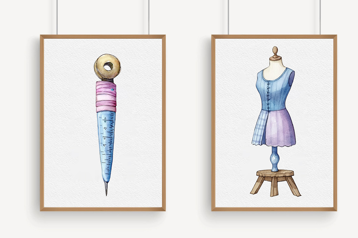 Watercolor Sewing Clipart, an Illustration by Libby Wishes (Photo 3 of 5)