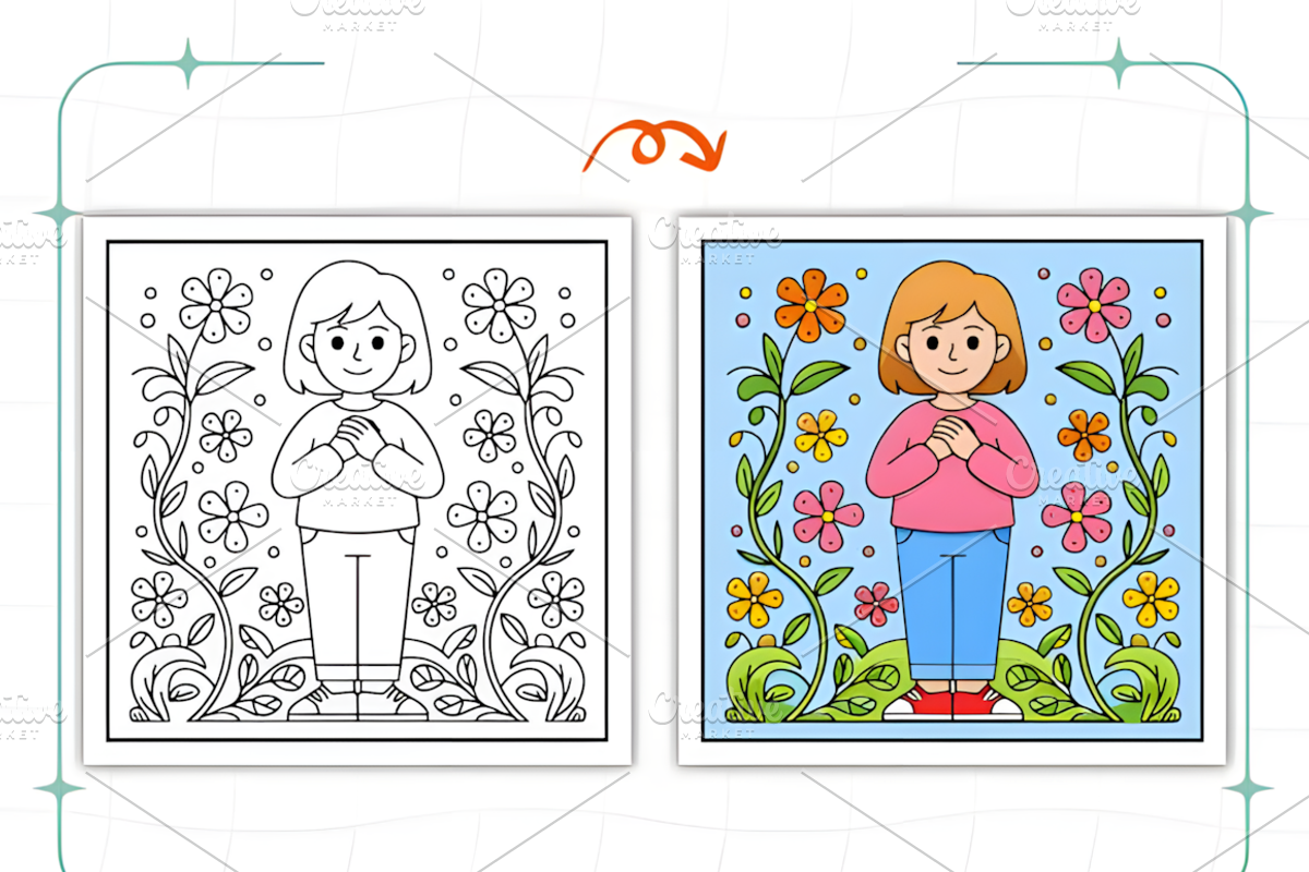 Spring Woman Coloring Pages, a Decorative Illustration by Ink Gallery (Photo 5 of 9)