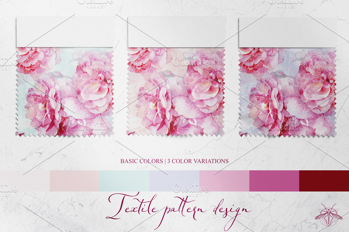 Sherbet | Watercolor roses patterns, a Pattern Graphic by Tanya Vollar (Photo 2 of 11)