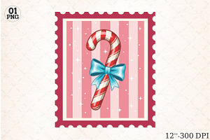 Christmas Candy Cane Coquette Stamps, an Illustration by Libby Wishes