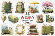 Olive Spring Travel Watercolor PNG, an Illustration by RobertsArt (Thumbnail 1 of 8)