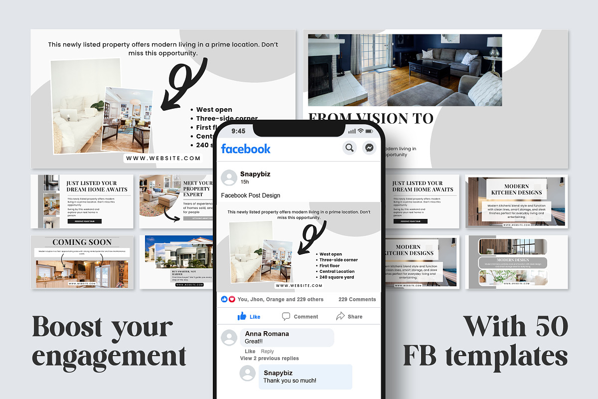 Real Estate Canva Facebook Template, a Social Media Template by Snapybiz (Photo 2 of 10)