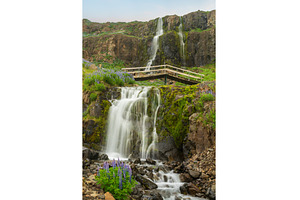 Budareyrarfoss waterfall cascades, a Nature Photo by Backyard Stock