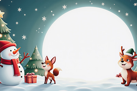 Snowman and reindeer next to Christm, a Background Photo by Perpis