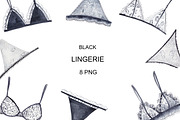 Lace Black Lingerie Set, an Object Illustration by Natikka Art (Thumbnail 1 of 3)