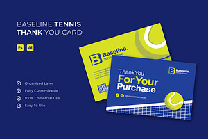 Baseline Tennis - Thank You Card, a Card Template by Esensifiksi.studio