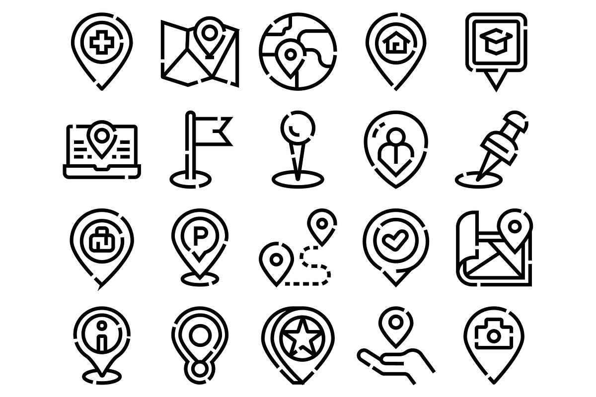 Location pin icon set for navigation, an Object Graphic by pikepicture (Photo 2 of 3)