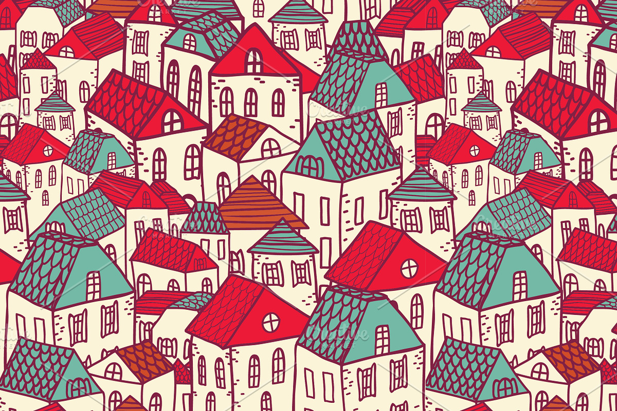 Vector city seamless pattern., a Pattern Graphic by Little A (Aigul) (Photo 1 of 3)