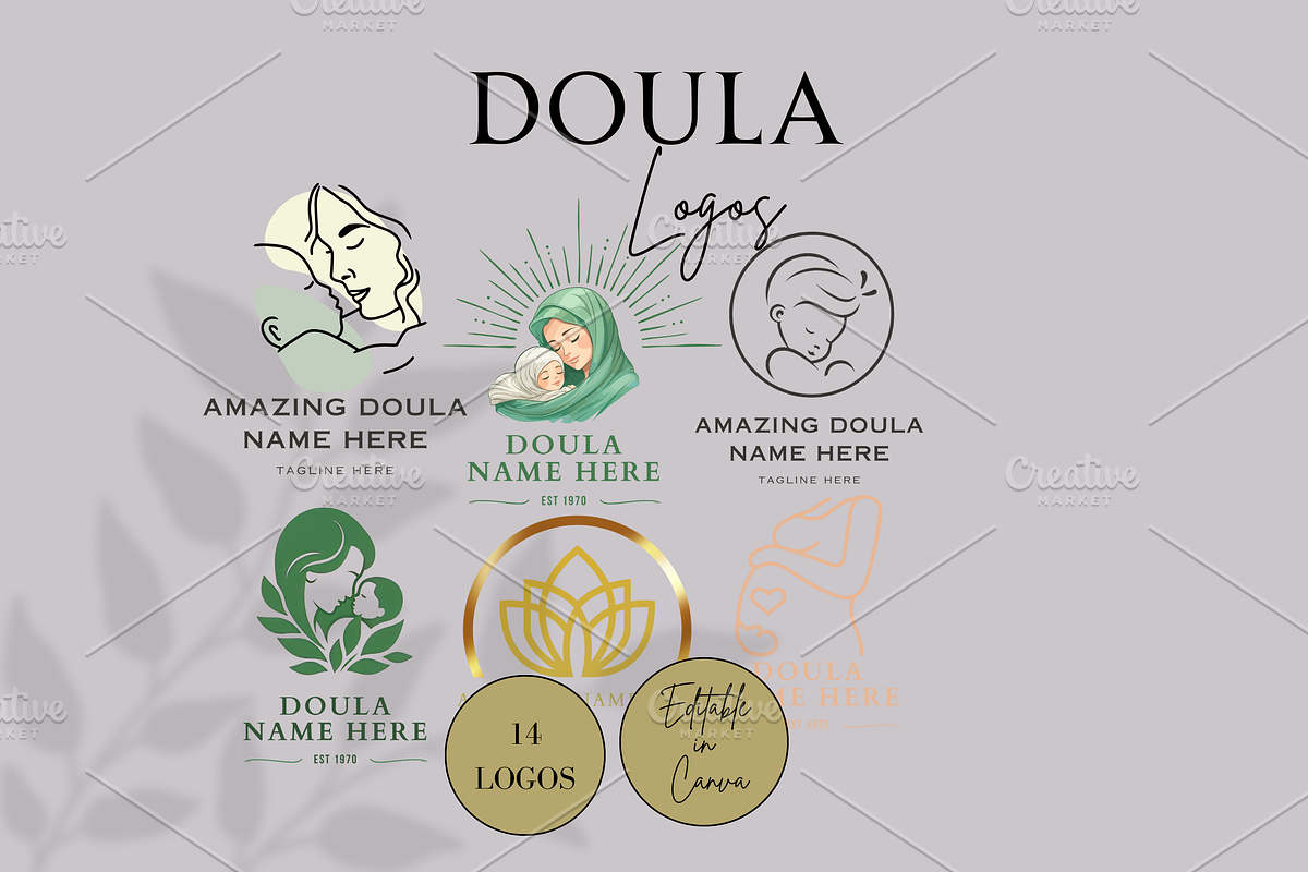 POSTPARTUM DOULA LOGOS TEMPLATES, a Branding & Logo Template by Daring Digies (Photo 1 of 7)