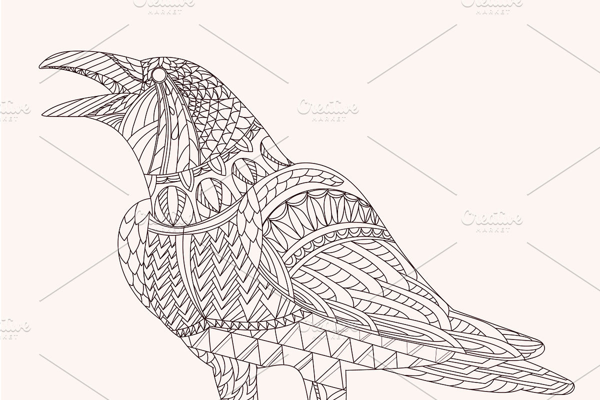 Patterned raven, an Animal Illustration by Funky corner