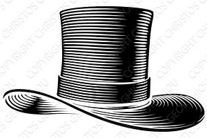 Top Hat Vintage Woodcut Illustration, an Illustration by Christos Georghiou