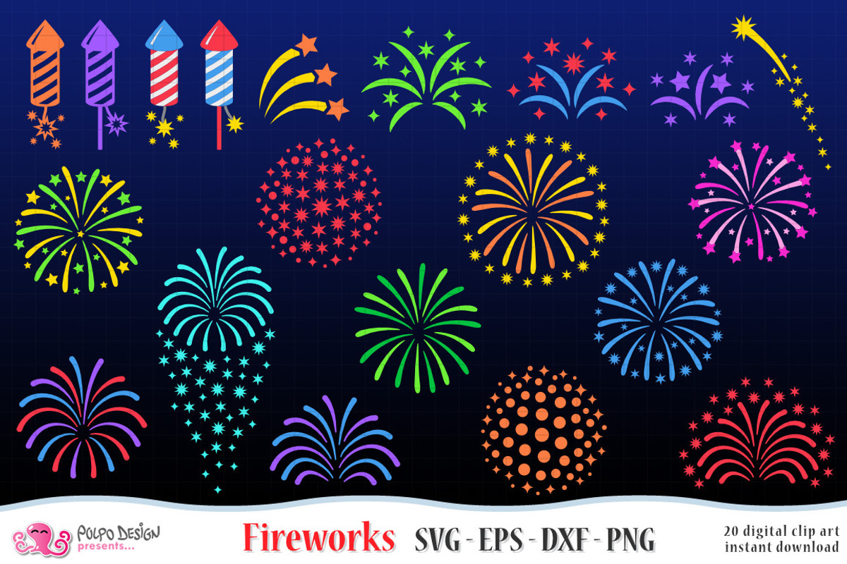 Fireworks SVG, Eps, Dxf, Png, an Object Graphic by PolpoDesign (Photo 3 of 4)