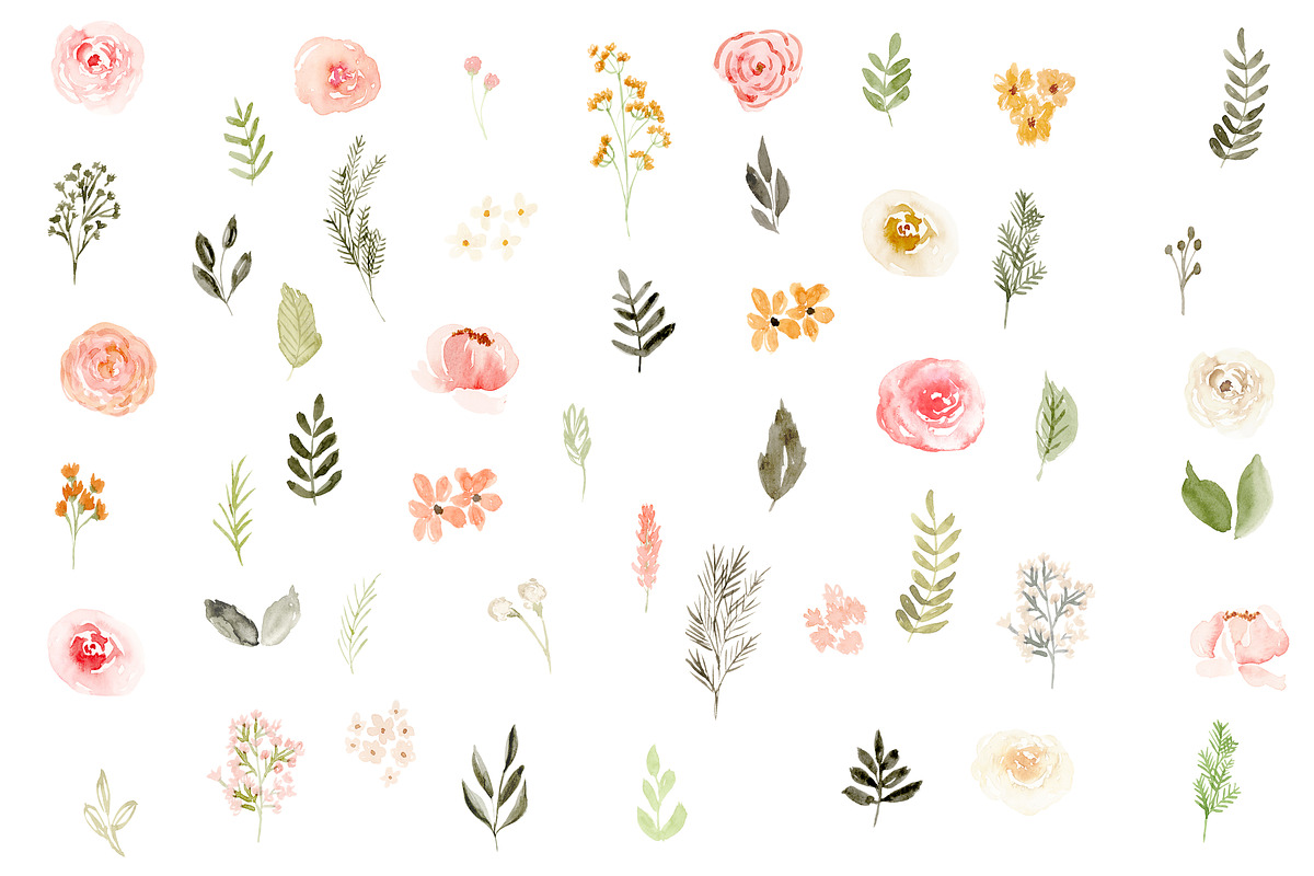 Boho Watercolor Florals & Patterns, an Illustration by PrettyGrandmillennial (Photo 2 of 6)