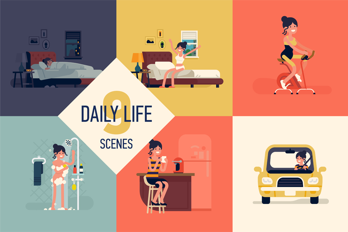 Everyday Life of a Female Character, a Person Illustration by Masha Tace (Photo 1 of 2)