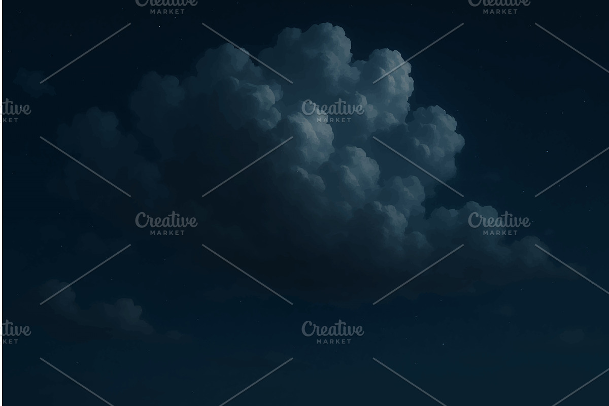 Dark Cloud Formation in Starry Night, an Illustration by AlexArt