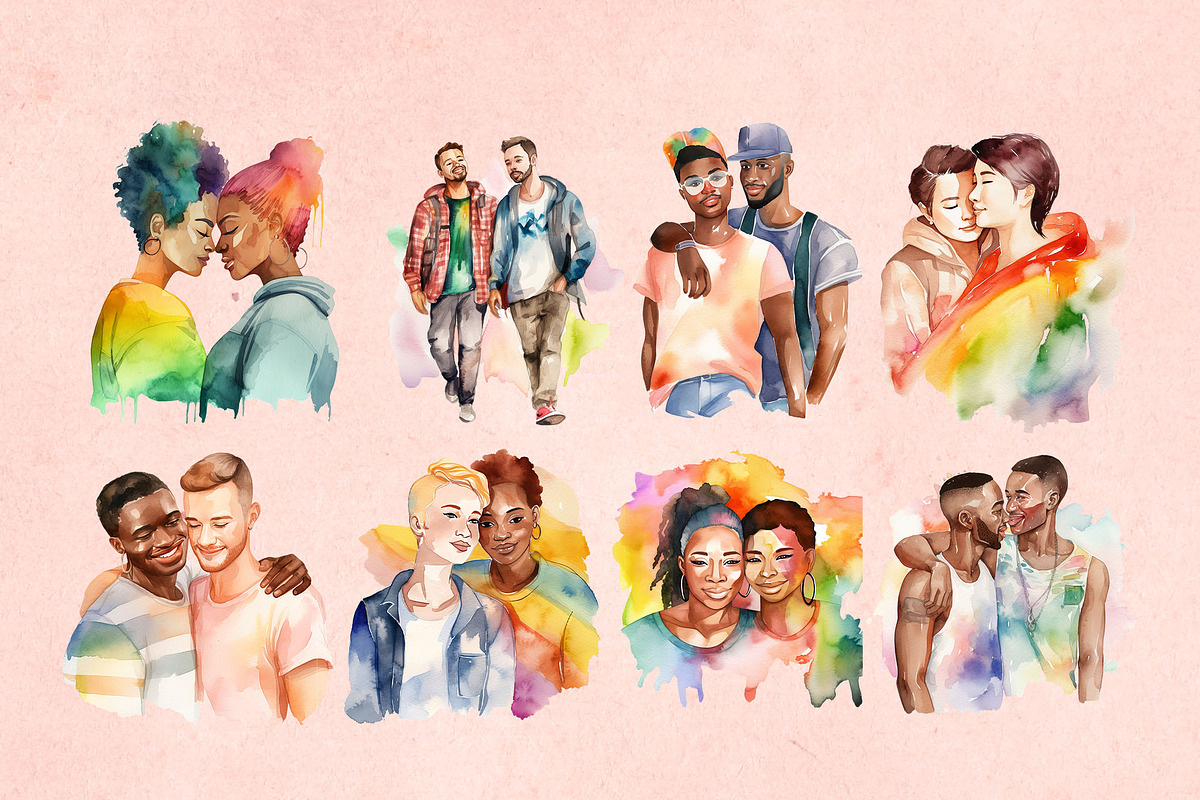 LGBTQ Pride Watercolor Collection, an Object Graphic by Hues of Hodges (Photo 4 of 6)