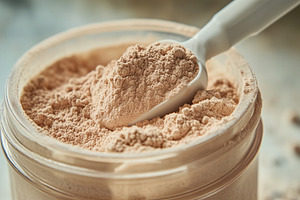 Close up view of a protein powder, a Food & Drink Photo by MistyDay