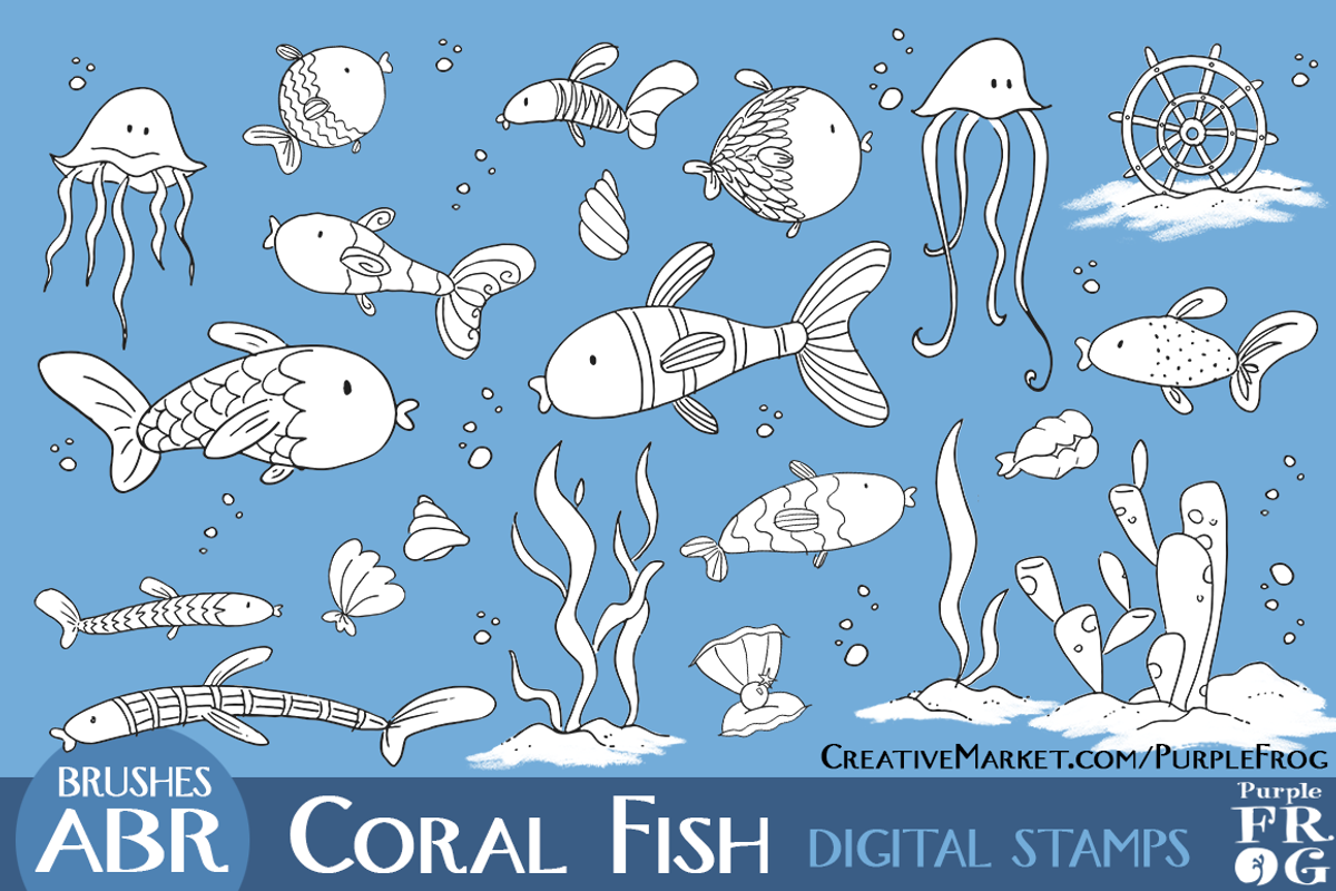 CORAL FISH - Stamps / Brushes, an Outline Icon by Purple Frog (Photo 1 of 3)