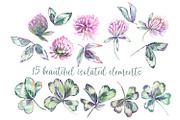 Deers and clover. Set of watercolor, a Decorative Illustration by Shabbypie (Thumbnail 2 of 11)
