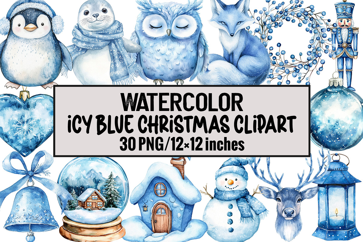 Icy Blue Christmas Clipart, an Illustration by Design Market (Photo 1 of 3)