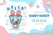 Cute Candy rabbit. Tshirt, PNG., an Animal Illustration by KENO Mascots (Thumbnail 1 of 4)