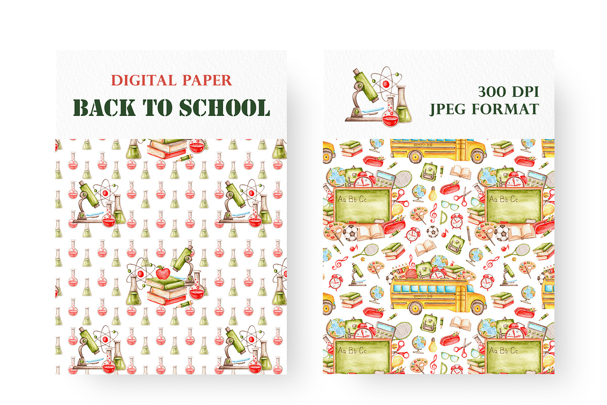 Back to school watercolor clipart., an Education Illustration by SabinaWatercolorArt (Photo 13 of 15)
