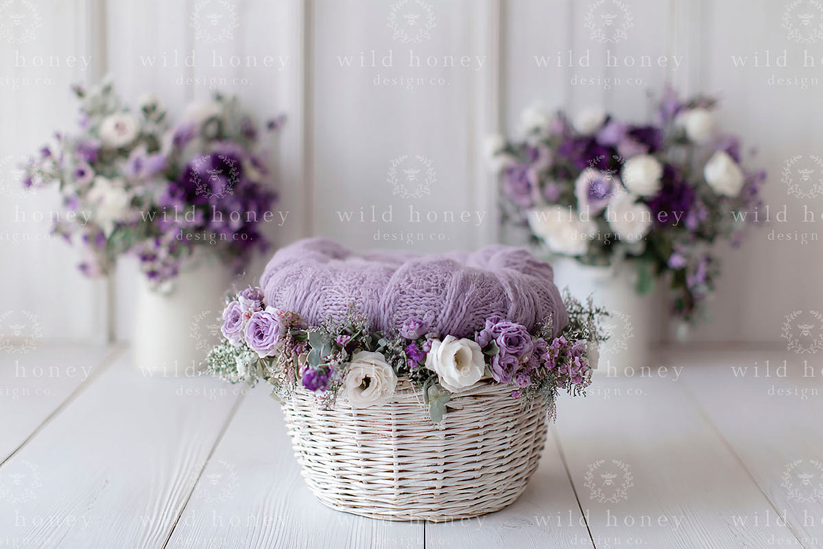 Newborn Basket Digital Backdrop, a Layer Style Add-On by Wild Honey Design Co. (Photo 2 of 2)