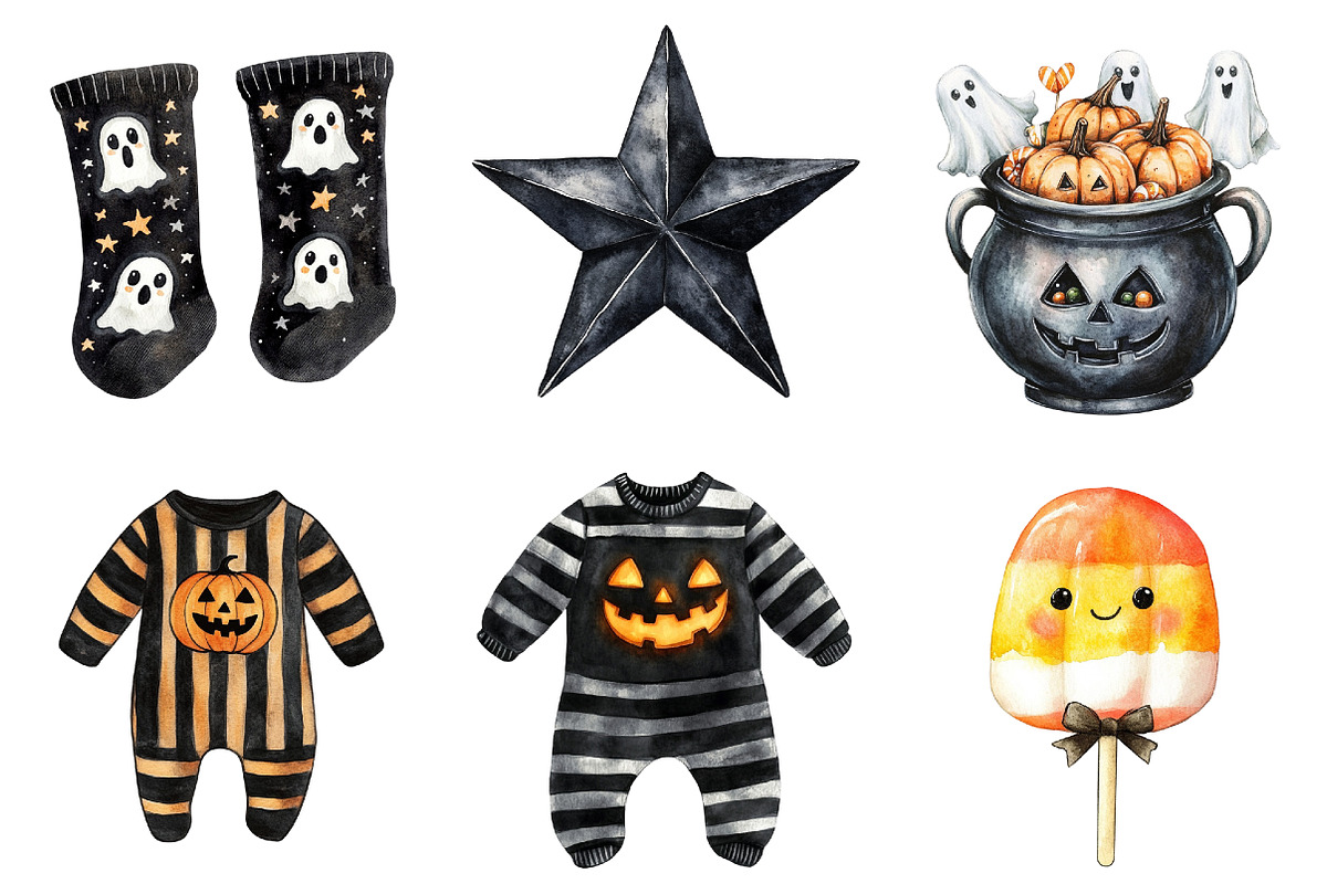 Halloween Baby Clipart Bundle, a Seasonal Illustration by CitraGraphics (Photo 7 of 8)