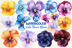 Viola Flower Bloom Clipart, an Illustration by Dream Creation