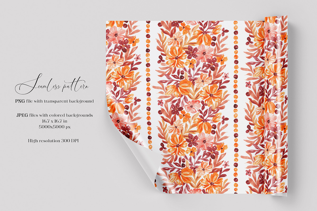 Vertical Fall Flora Seamless pattern, a Pattern Graphic by SirenaArt (Photo 2 of 16)